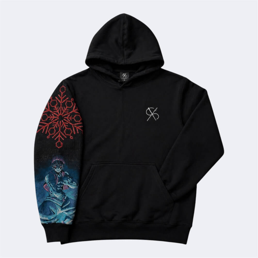Schwarzer Hoodie mit gewebtem Crimson Stance Motiv