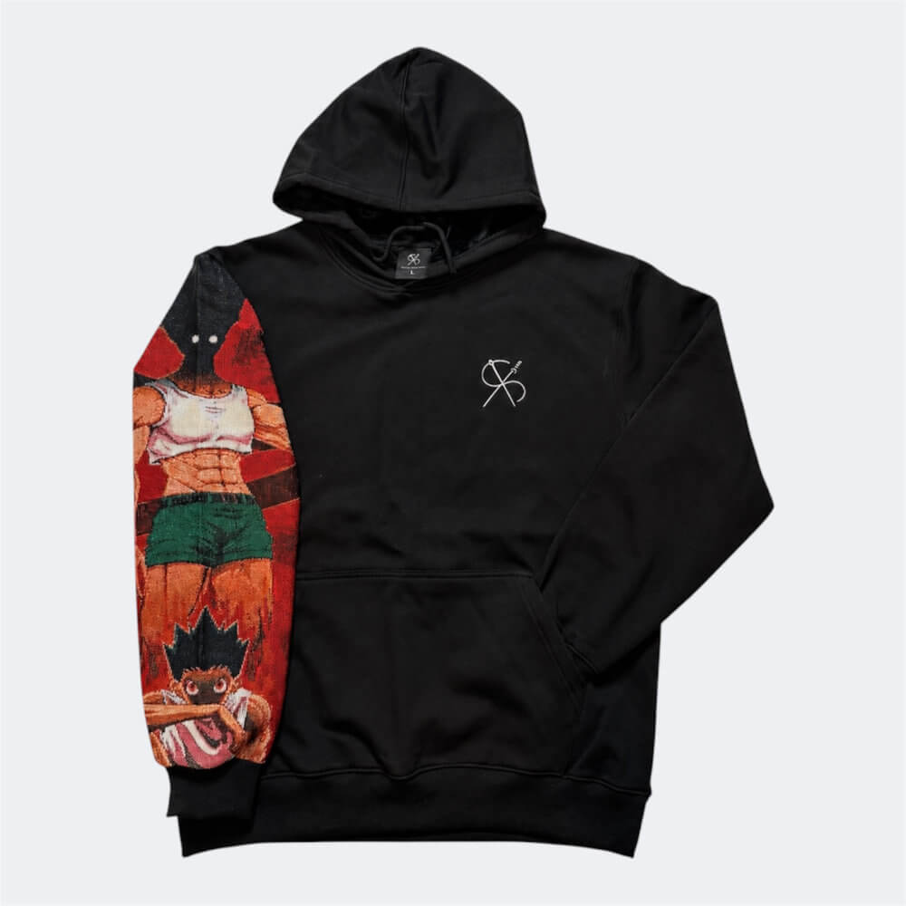 Schwarzer Hoodie mit gewebtem Crimson Resolve Motiv